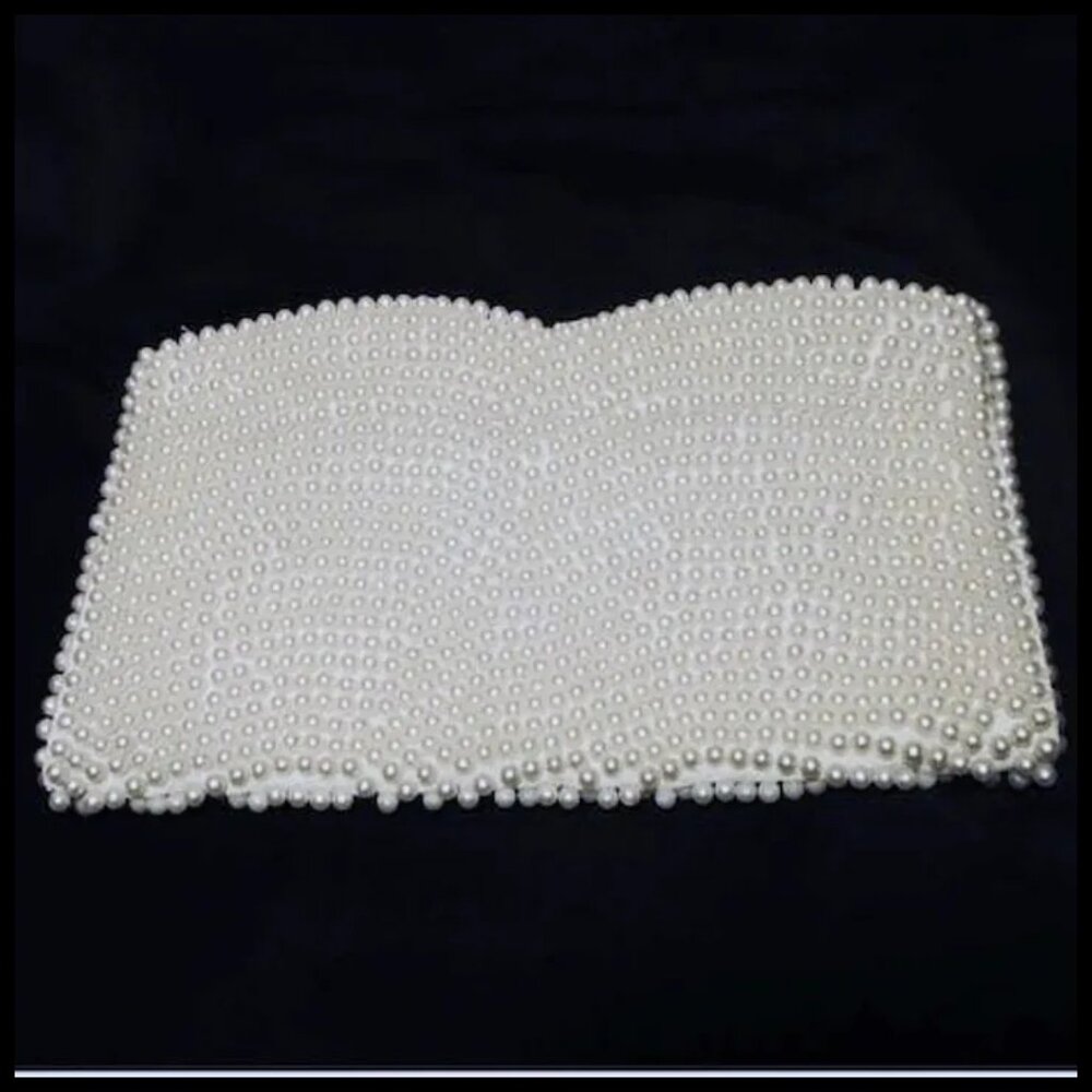 Vintage Pearl Beaded Clutch Purse, Small Retro Bridal, Something Old or NEW? - Picture 3 of 13